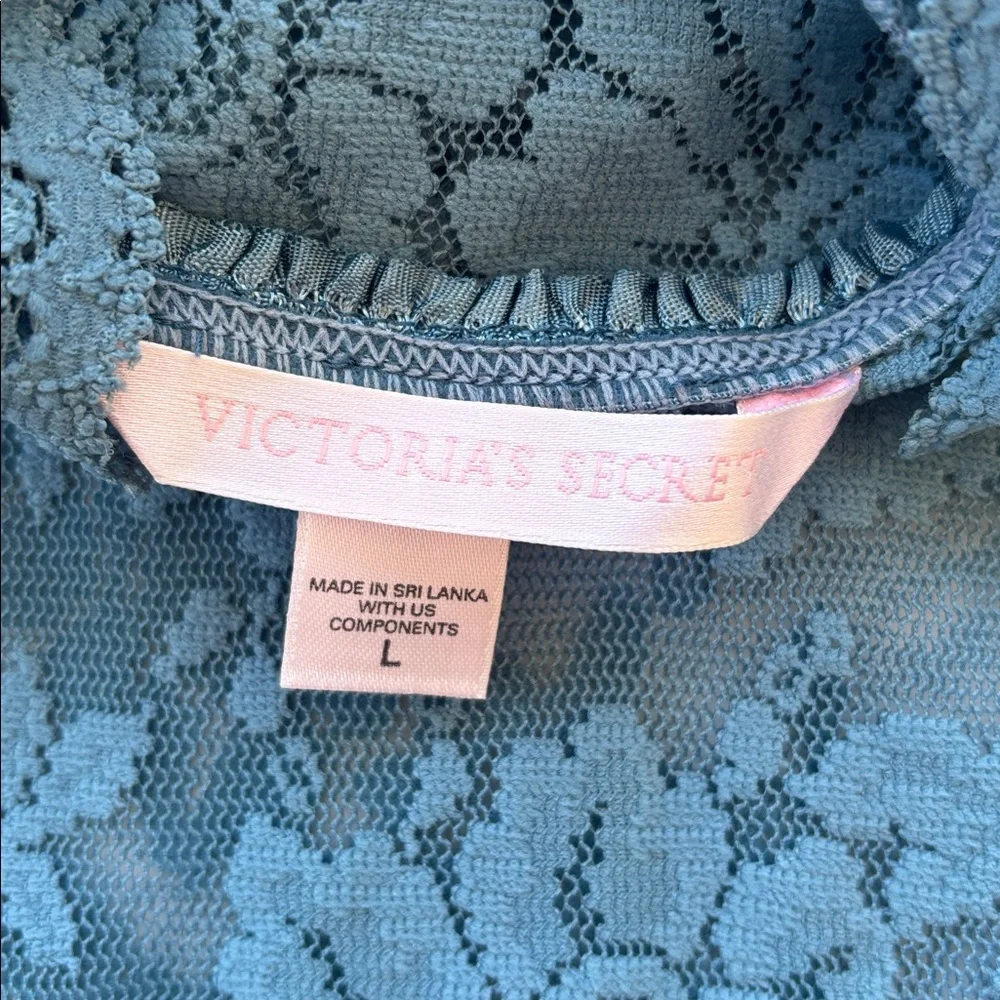 Y2K Victoria’s Secret Lace Mini Dress Naked Blue Bridal Slip L Chamise Teddy Hot - Picture 17 of 17